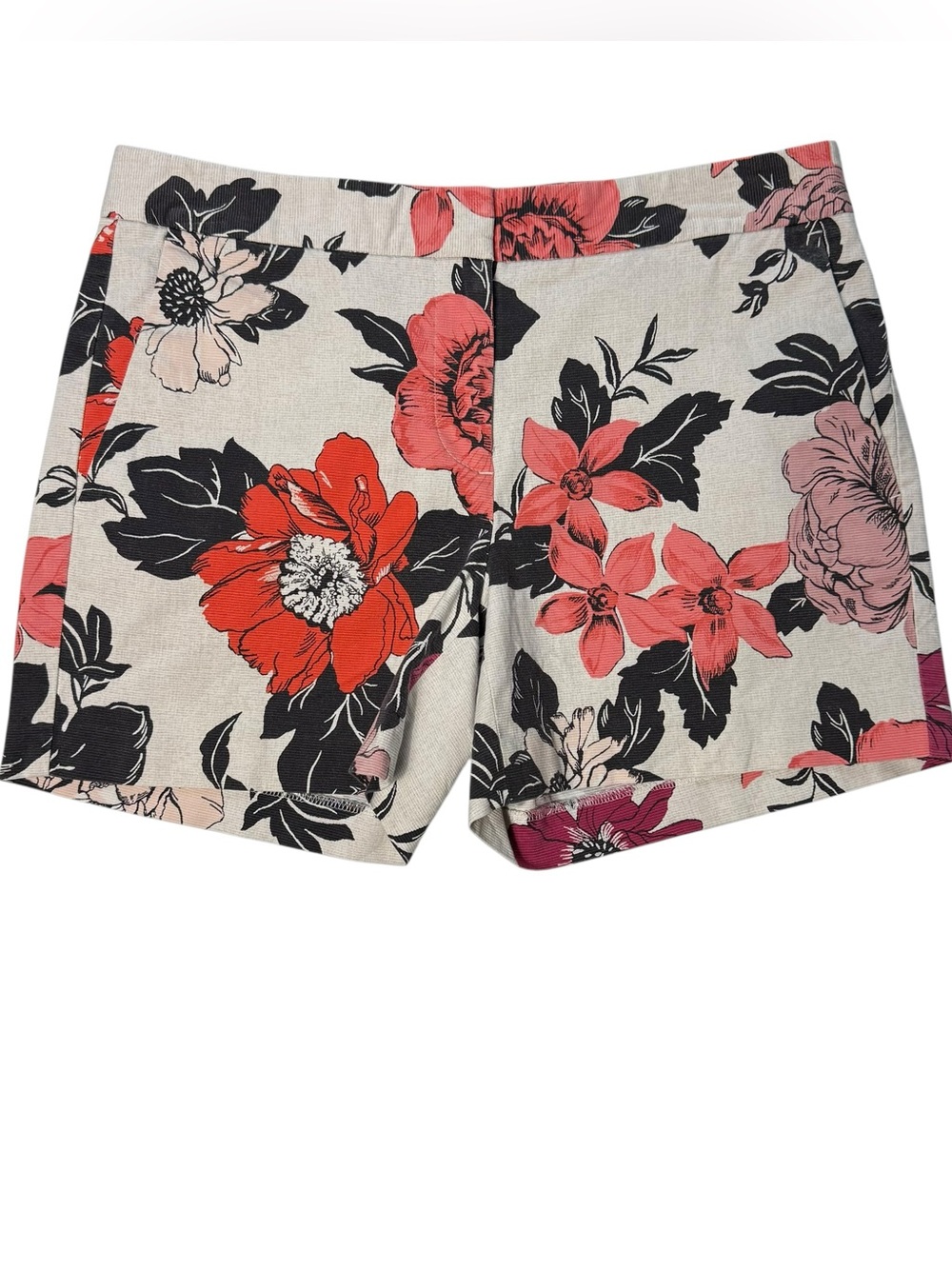 Ann Taylor Floral Devin Fit City Shorts Women’s Size 2 Tropical Summer Hibiscus